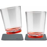 Silwy juomalasit 250 ml 2 kpl magneetilla ja lasinalusella Punainen