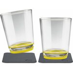 Silwy juomalasit 250 ml 2 kpl magneetilla ja lasinalusella Keltainen