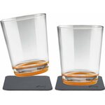 Silwy juomalasit 250 ml 2 kpl magneetilla ja lasinalusella Oranssi