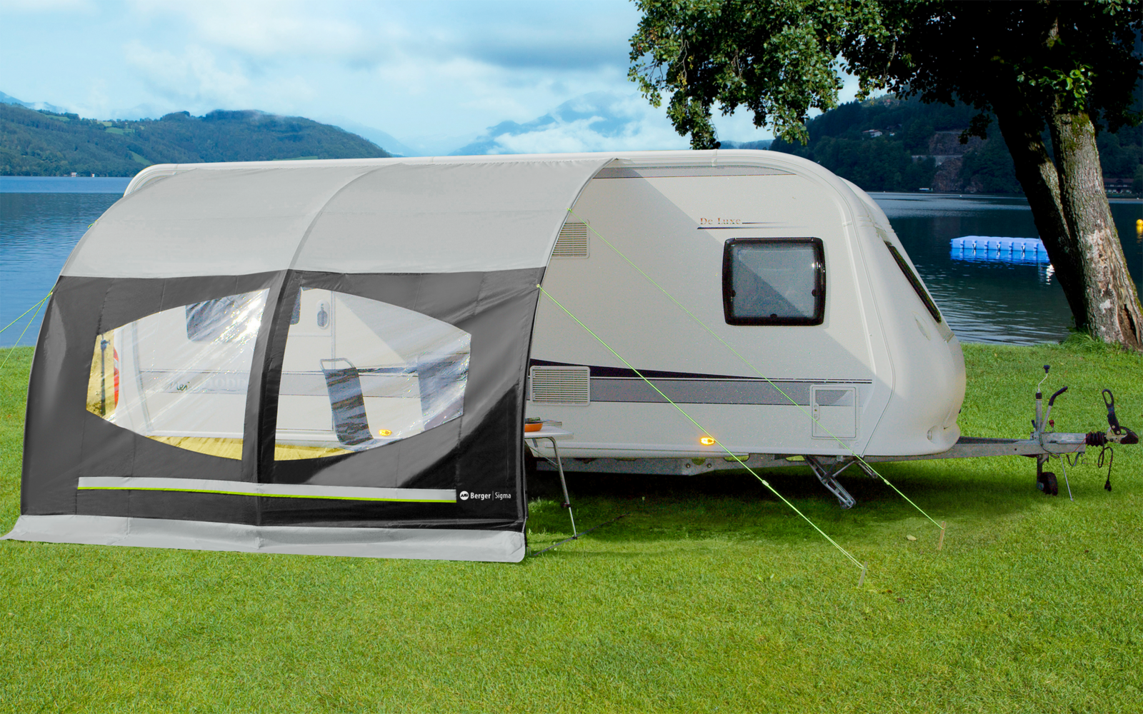 Berger Etukatokset matkailuvaunuun, useita malleja Sigma Deluxe 335 x 220 cm