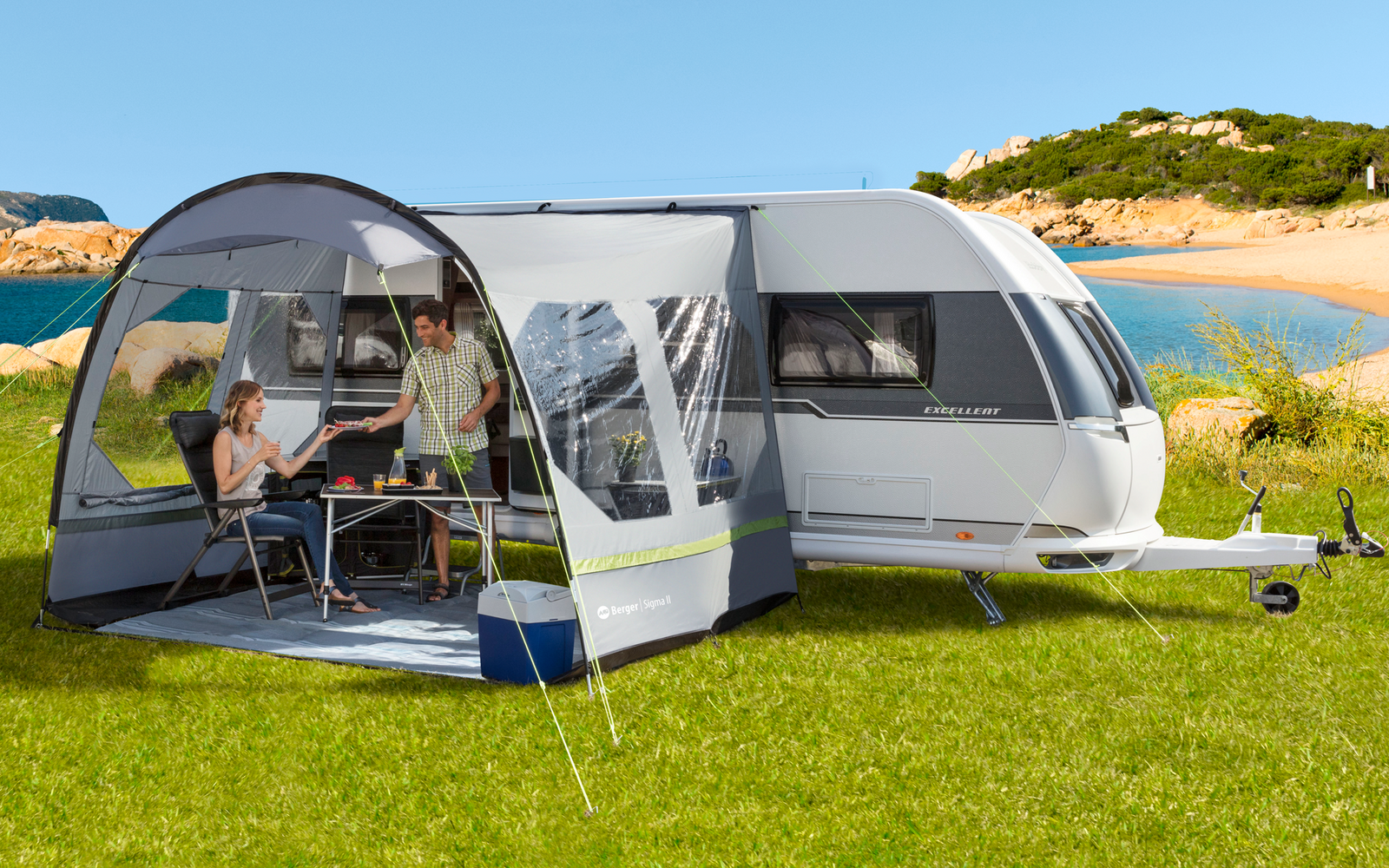 Berger Etukatokset matkailuvaunuun, useita malleja Sigma Deluxe II, 320 x 300 cm