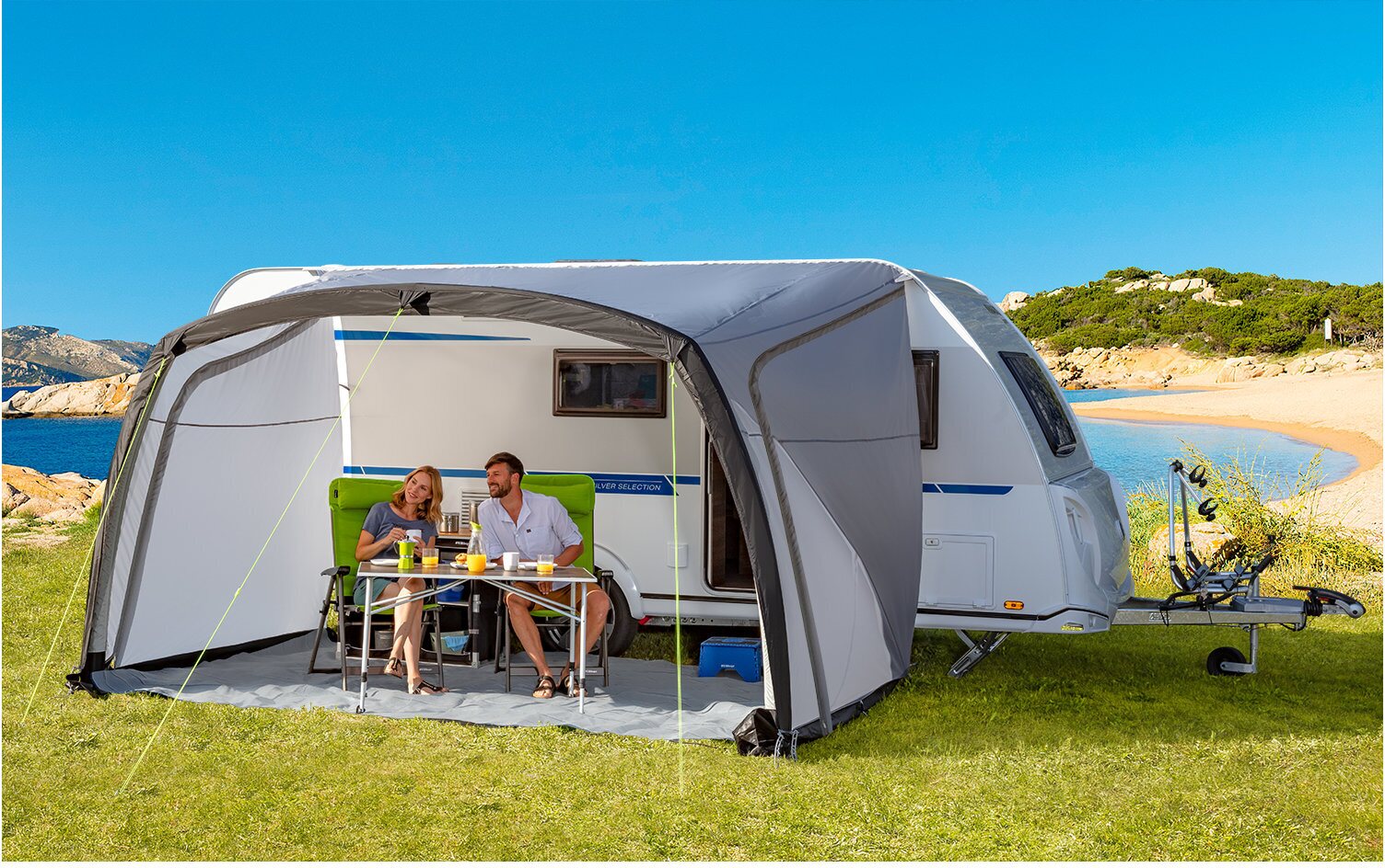 Berger Etukatokset matkailuvaunuun, useita malleja Sombra air, 400 x 250 cm