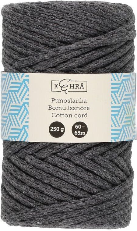 Kehrä punoslanka macrame solmeiluun 250g, useita värejä Tummanharmaa
