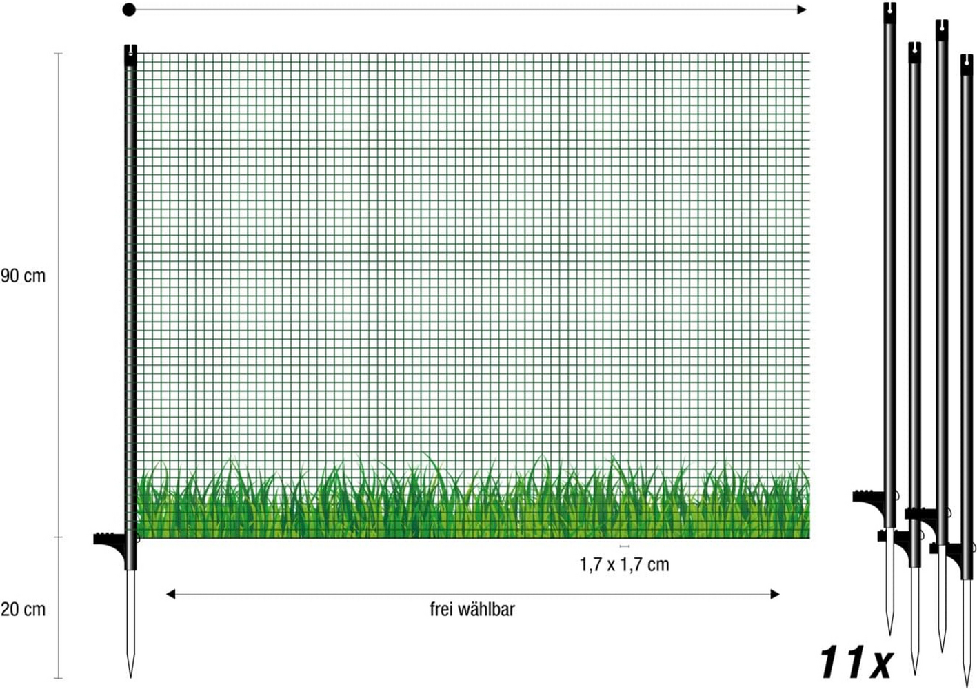 Berger Flex koira-aitaus, kahta pituutta, kork.90cm 25 m