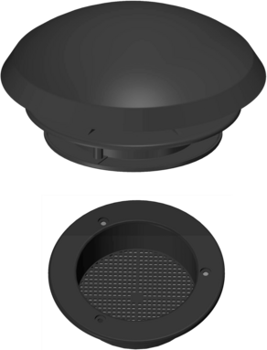 Knorz Tuuletusventtiili katolle Ø 110 mm, korkeus 60 mm Musta