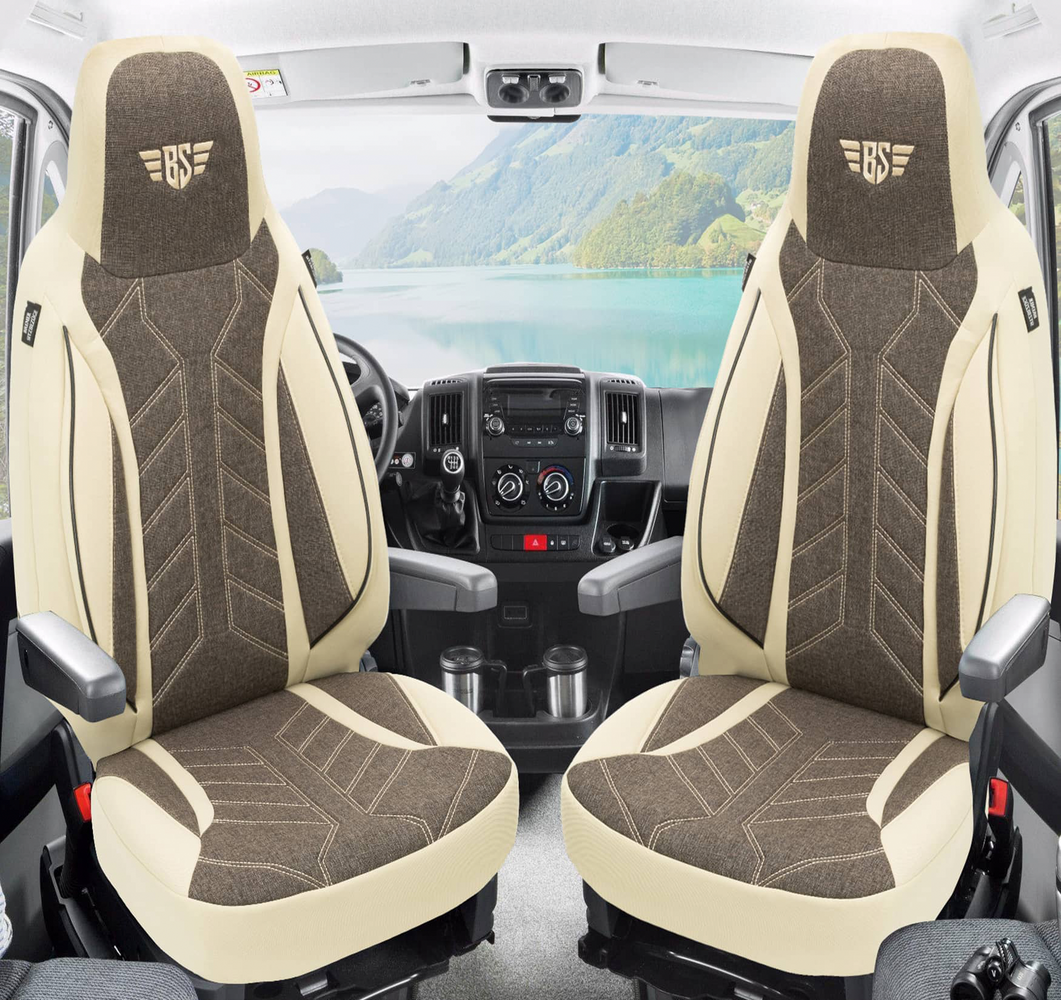 Bremer-Sitzbezüge istuinsuojat Ducato/ Jumper/ Boxer X250, 2 kpl, useita värejä Beige/ ruskea