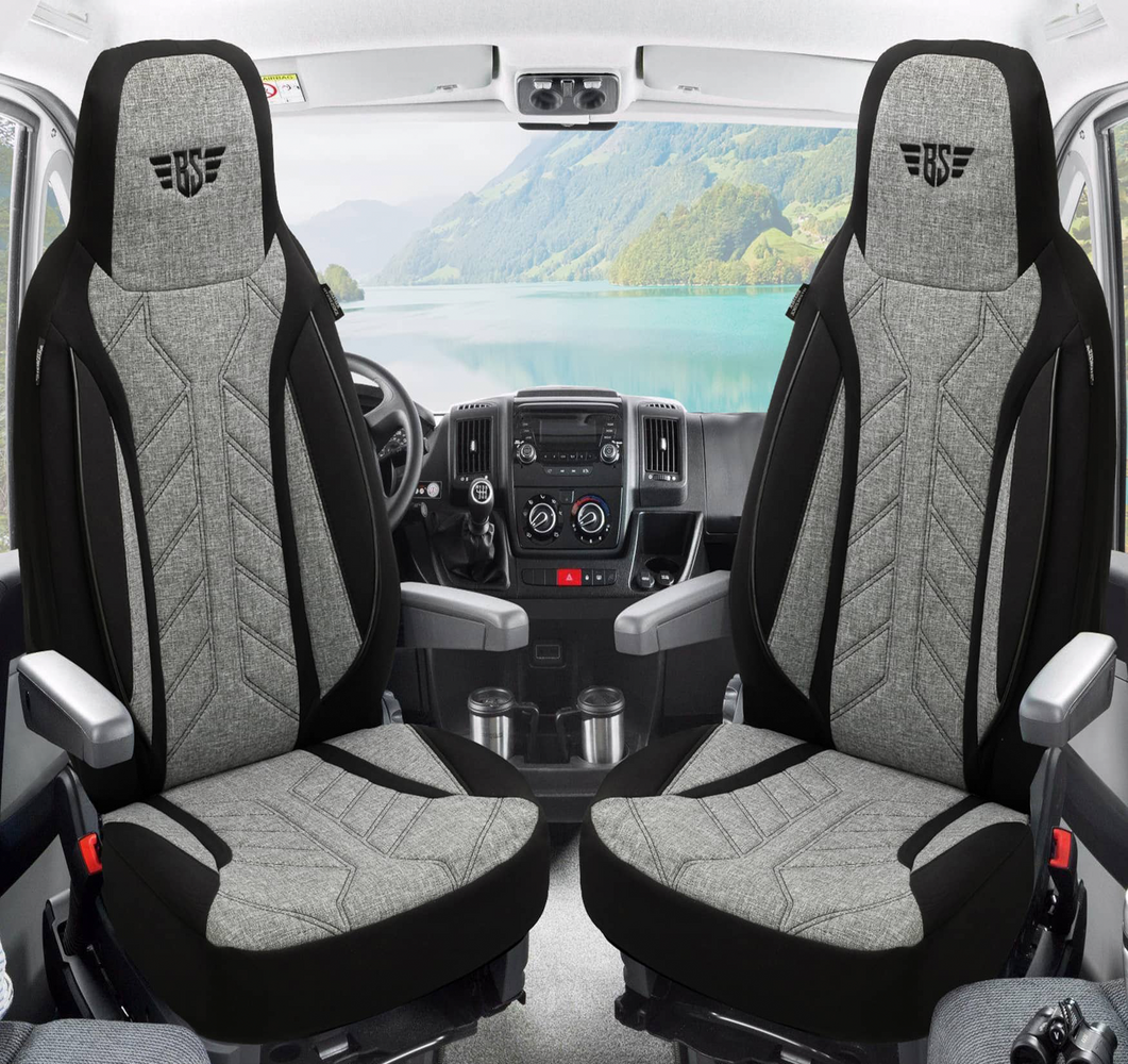 Bremer-Sitzbezüge istuinsuojat Ducato/ Jumper/ Boxer X250, 2 kpl, useita värejä Musta/ harmaa
