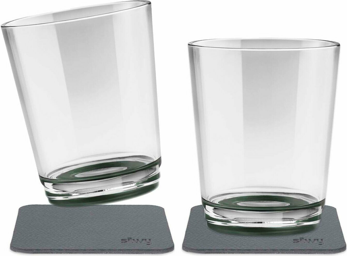Silwy juomalasit 250 ml 2 kpl magneetilla ja lasinalusella Harmaa