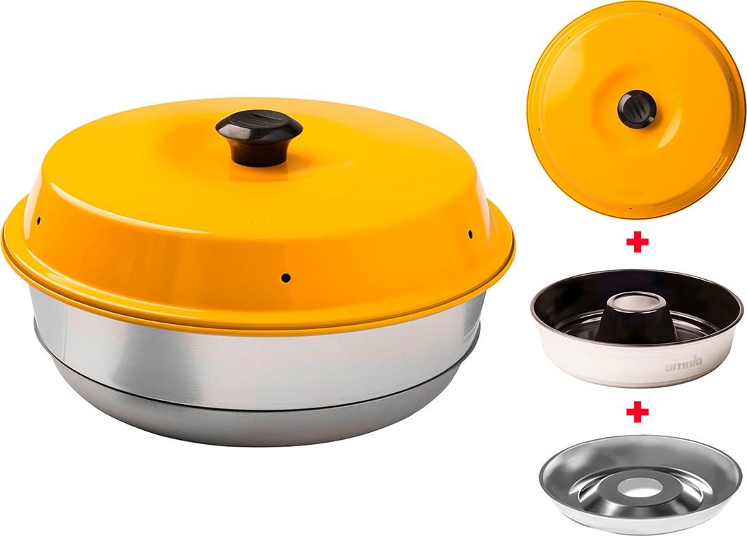 Omnia retkiuuni 3- osainen sarja tarttumattomalla pinnoitteella Keltainen