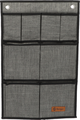 Berger ripustettava taskusto 8:lla taskulla, harmaa/musta 38 x 59,5 cm Musta
