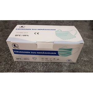 Kirurginen suu-nenäsuoja 3-kerroksinen, 50 kpl