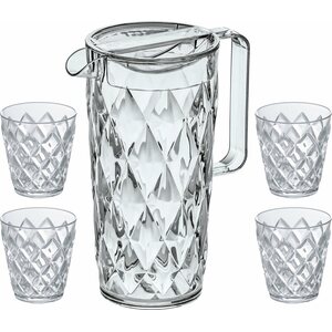 Koziol Crystal kannu 1,6 litraa sis. kannen ja 4 mehulasia