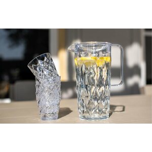 Koziol Crystal kannu 1,6 litraa sis. kannen ja 4 mehulasia