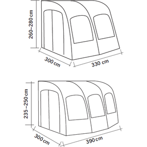 Reimo Tent Ilmakaariteltta Marina High Air 330 ja 390
