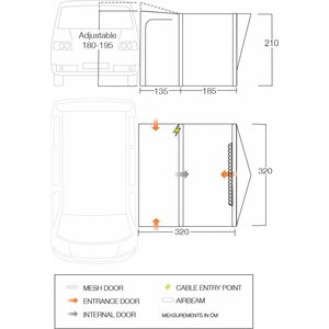 Vango ilmatäytteinen kylkiteltta pakettiautoon 180-195 cm