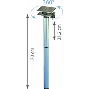 Ilse Pöydänjalka 700 mm, käännettävissä 360°, antracit