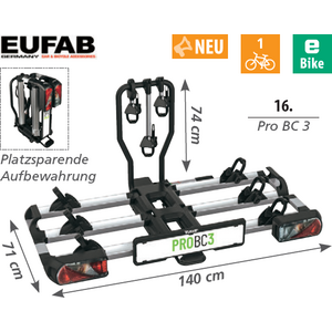 Eufab pyöräteline pyöränkantolaite PROBC3 3:lle pyörälle
