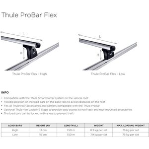 Thule kattoteline ProBar Flex Low 150 cm, 2 kpl