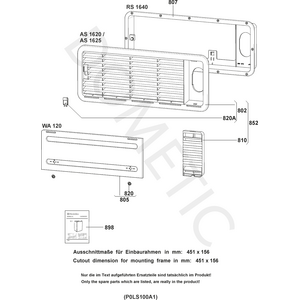 Dometic Parts Dometic LS 100 tuuletusritilän kehys, ylempi
