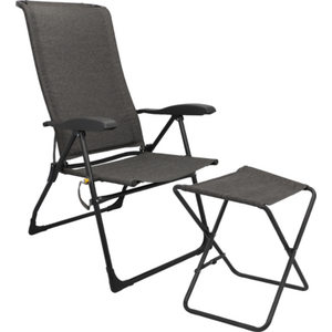 Camplife Allia taittotuolisarja jossa on kokoontaitettava tuoli ja jalkatuki