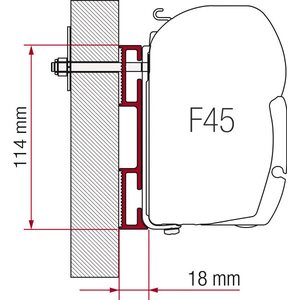 FIAMMA Markiisi adapteri F45i / F45iL erikoiskiinnitys, 18mm