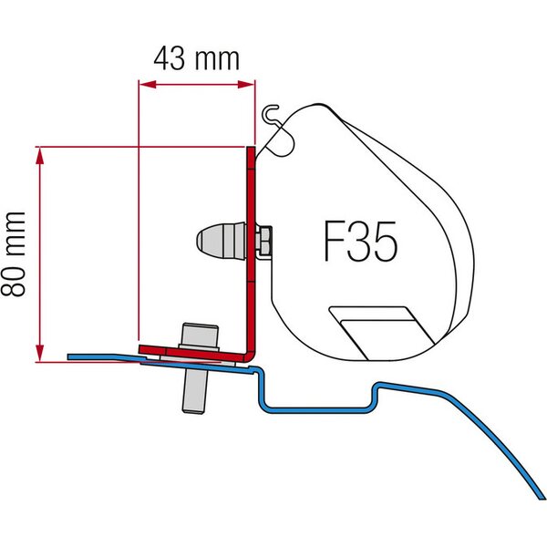 Fiamma (R) F35 kiinnitysadapteri Nissan NV200 / Evalia F35: lle
