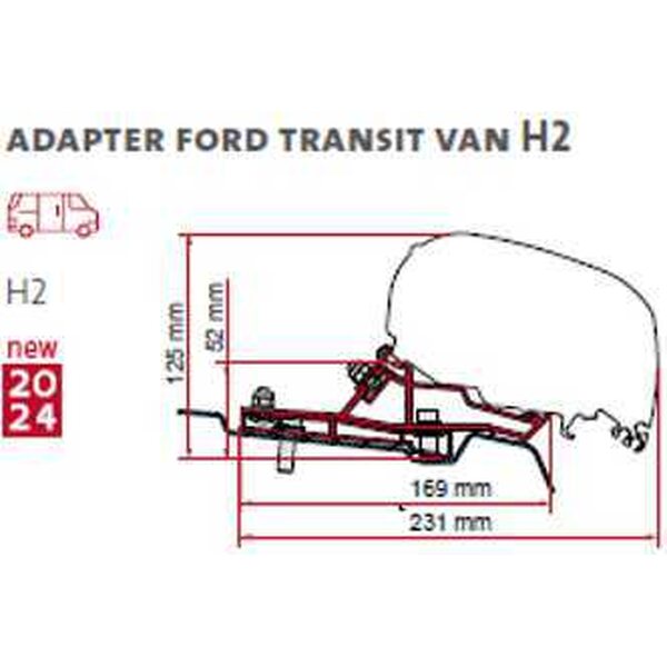 Fiamma (R) Kiinnitysadapteri F80S markiisille Transit alk. vm. 2014 H2L2