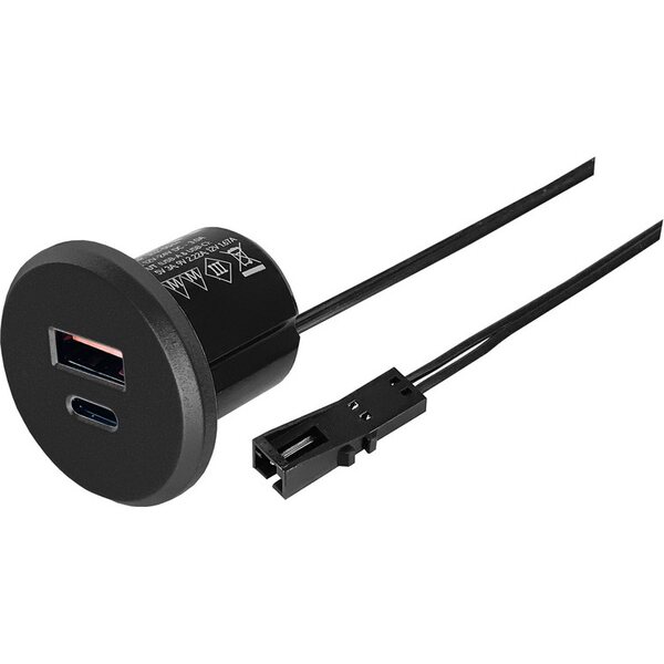 Upotettava USB-pistorasia 1 x USB-C, 1 x A-liitäntä