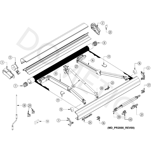 Dometic Parts PR2000 4M markiisin suojakorkki vääntövarsiin