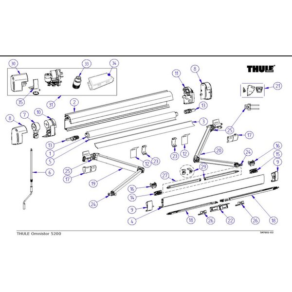 Thule telan päätyrullapari 5200, 30 mm